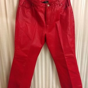 Red leather pants